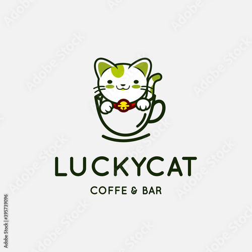 modern flat illustration lucky cat logo design vector template creative 