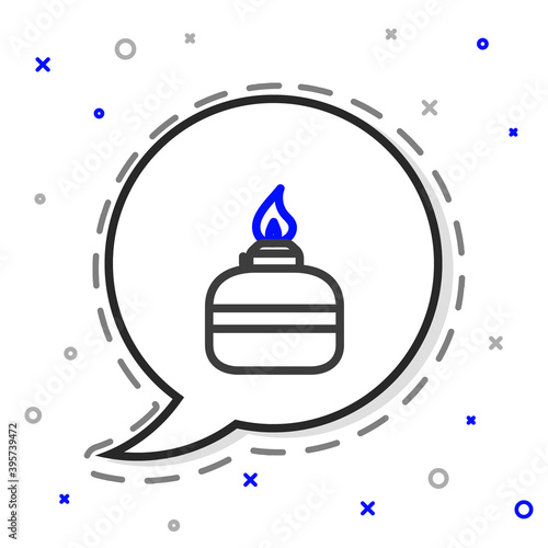 Line Alcohol or spirit burner icon isolated on white background. Chemical equipment. Colorful outline concept. Vector Illustration.