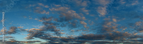 Panorama dark sky.Panorama of a twilight sunset and colorful clouds - sunlight with dramatic cloud.