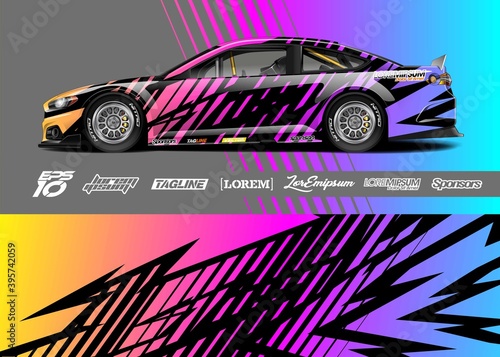 Car wrap decal designs. Abstract racing and sport background for racing livery or daily use car vinyl sticker. 