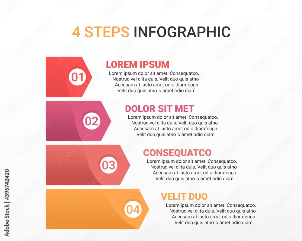 Infographic template with four steps, level, elements, options, or processes. Can be used for workflow layout, diagram, annual report, web design. Illustration vector Infographic template with four steps, level, elements, options, or processes. Can be used for workflow layout, diagram, annual report, web design. Illustration vector