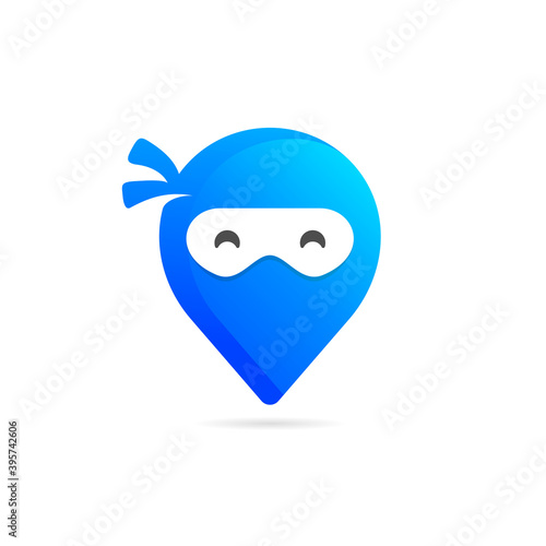 pin location ninja logo concept