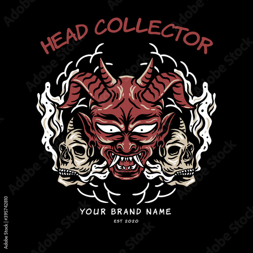 devil and skull head illustration