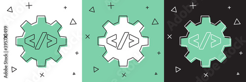 Set Web design and front end development icon isolated on white and green, black background. Vector.