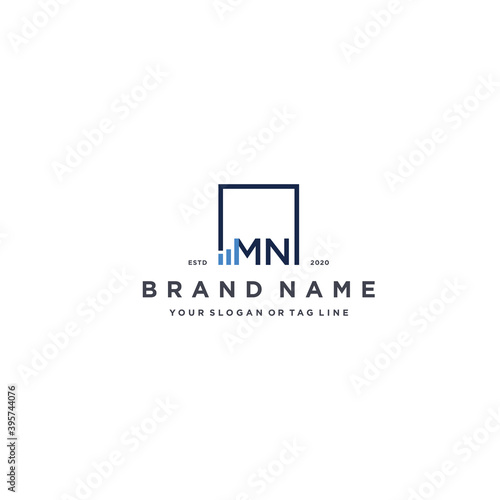 letter MN square logo finance design vector