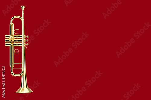 Polished Brass Trumpet. 3d Rendering