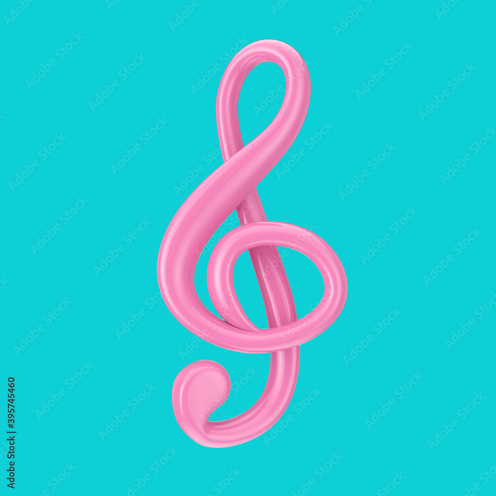 Pink Treble Clef in Duotone Style. 3d Rendering Pink Treble Clef in Duotone Style. 3d Rendering