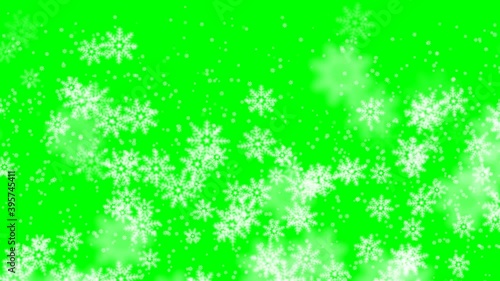 Wallpaper Mural Xmas winter green background Snowfall snow Merry Christmas particles fly in slow motion in the air 4k Torontodigital.ca