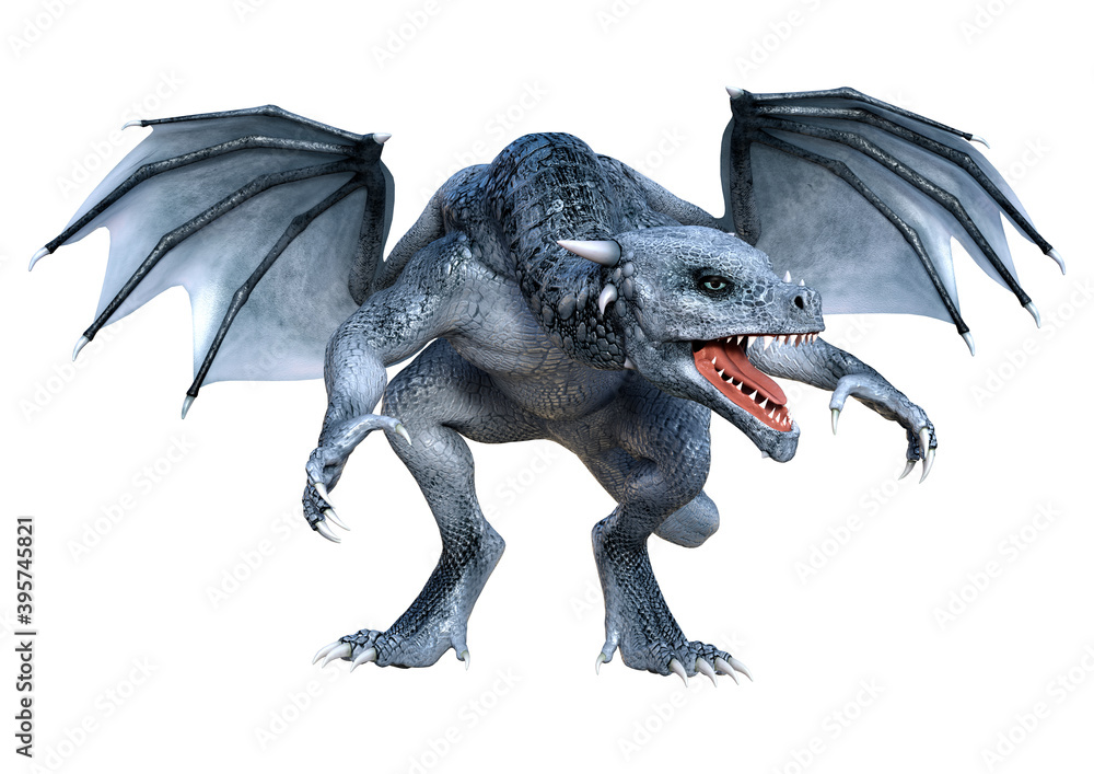 Fototapeta premium 3D Rendering Fairy Tale Dragon on White
