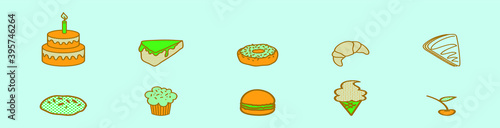 set of Popular desserts cake, donuts and more icon design template with various models. vector illustration isolated on blue background