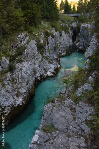 Velika Korita oder große Schlucht von Soca-Fluss, Bovec, Slowenien. Julianische Alpen
