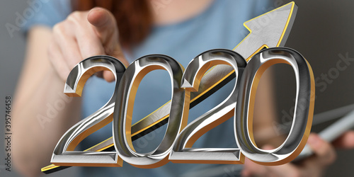 business year 2020 up goals and success illustration