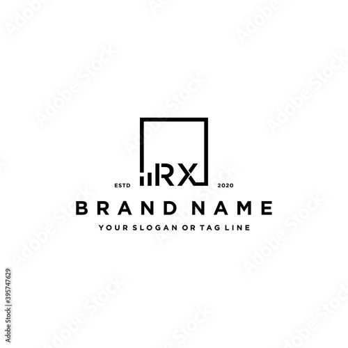 letter RX square logo finance design vector