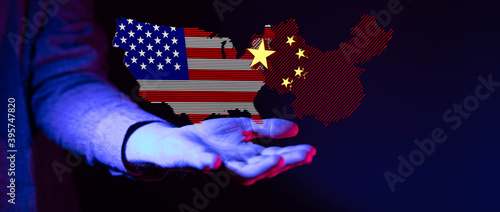 Photography usa and china trade  partner maps
