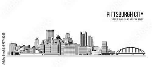 Cityscape Building Abstract Simple shape and modern style art Vector design - Pittsburgh city