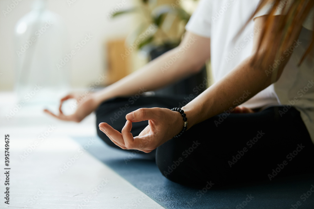 meditation pose with hands with bright background