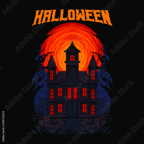 haunted house vector illustration