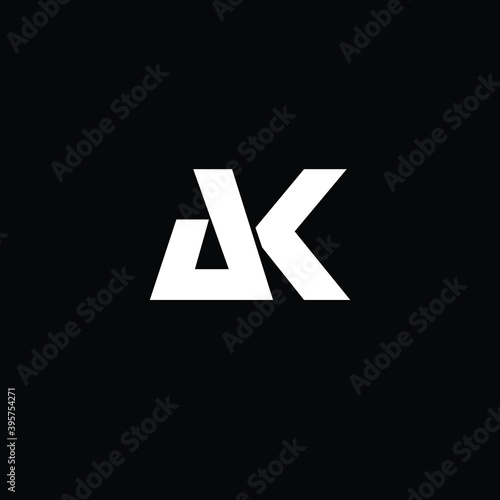 Creative Professional Trendy and Minimal AK Letters, Logo Design in Black and White Color, Initial Based Alphabet Icon Logo in Editable Vector Format