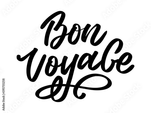 Bon Voyage Hand Lettering Vector Calligraphy Travel