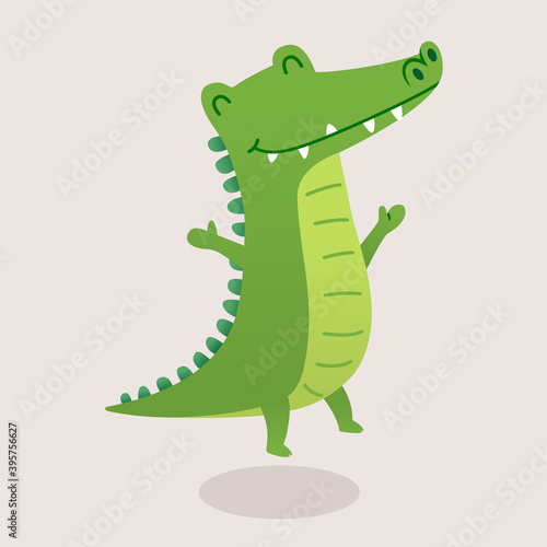 Vector illustration of cute cartoon Crocodile.