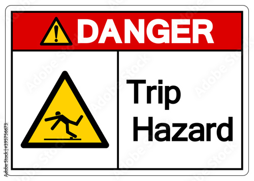 Danger Trip Hazard Symbol, Vector Illustration, Isolate White Background Label. EPS10