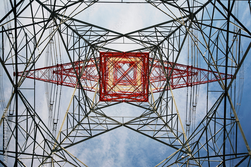 Electricity pylon view from below