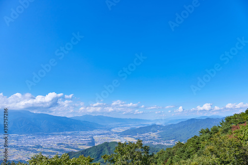 9月半ば、陣馬形山の展望台からの景色 長野県上伊那郡中川村