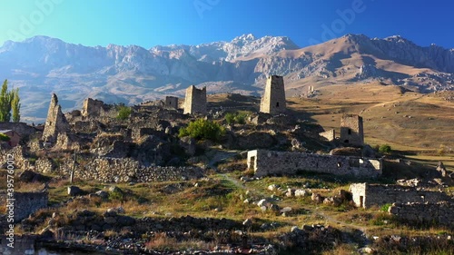 Tsmiti Fiagdon Ancient Ruin. Ancient Ruins North Ossetia Fiagdon Valley. photo