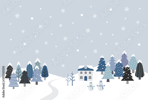 雪だるまと冬の風景 / vector eps