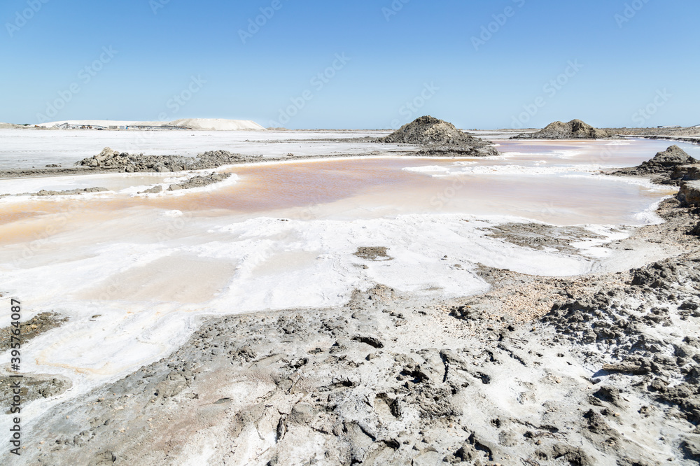 Paysage de salins de Camargue en France en été