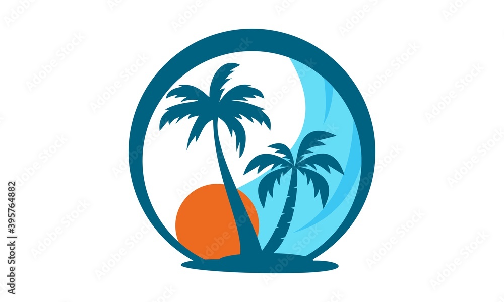 logo beach nature palm tree