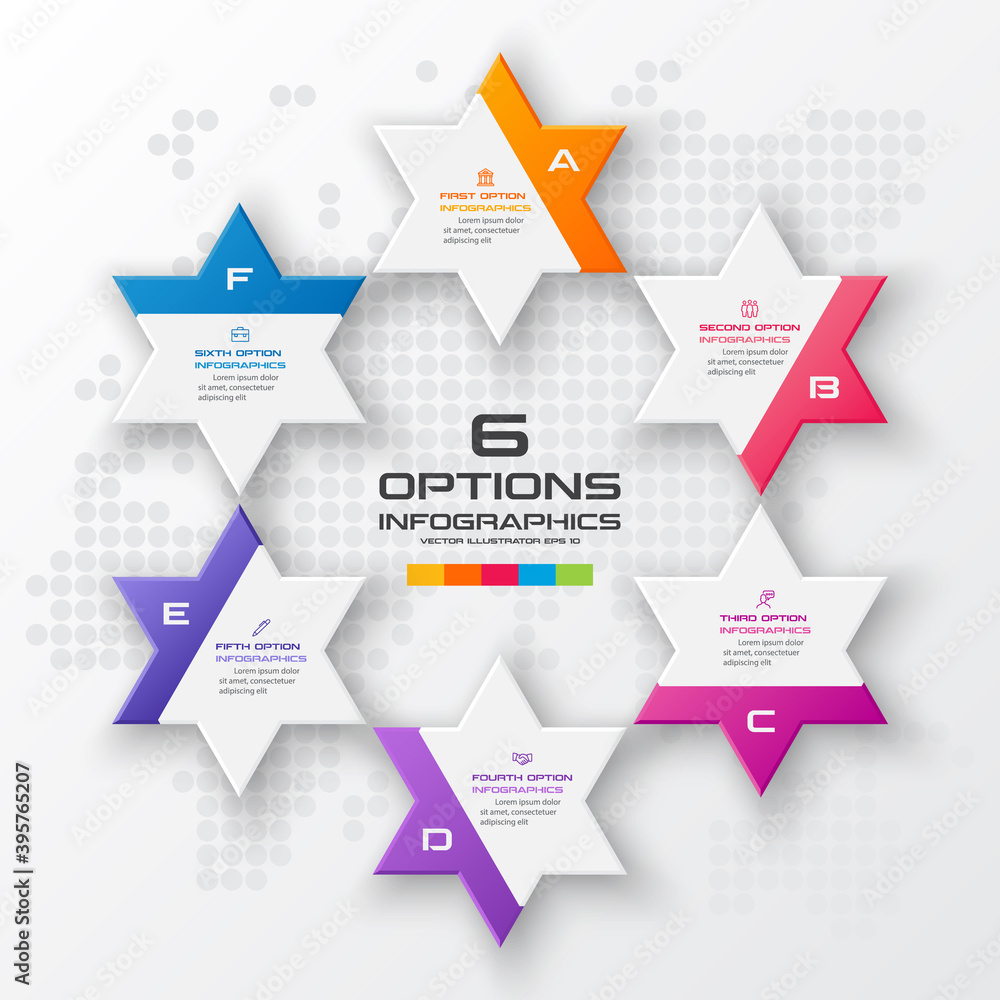 Vector star for infographic,Business concept with 6 options. Vector star for infographic,Business concept with 6 options.