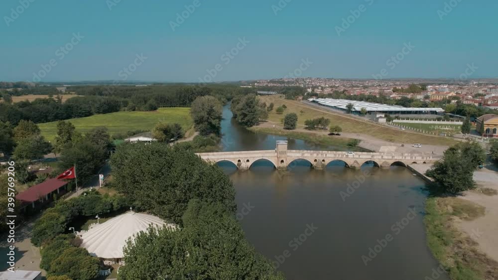 Aerial view of Stone bridge in Edirne. 4K Footage in Turkey Aerial view of Stone bridge in Edirne. 4K Footage in Turkey