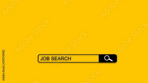 Animation for finding people to work. A search bar appears that says job search