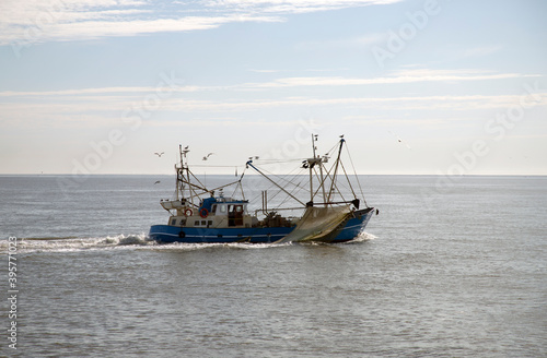 Fishing vessel is fishing in the North Sea