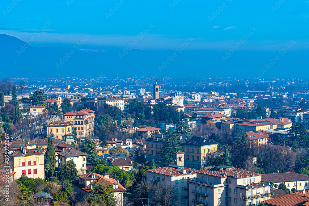 Bergamo city view from Citta Alta