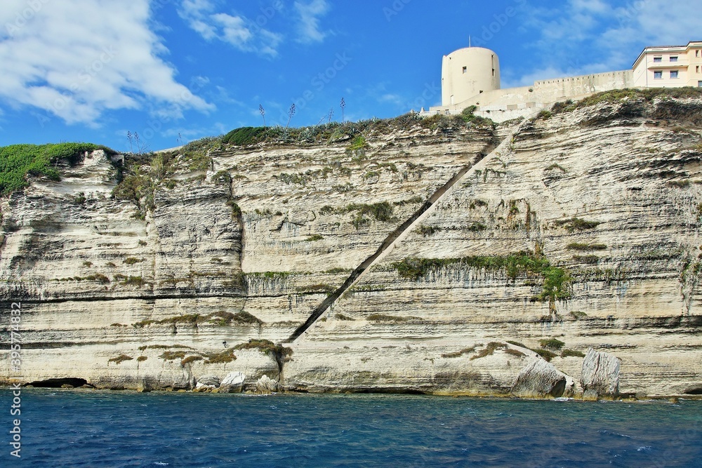 Corsica-Aragon stairs and town Bonifacio
