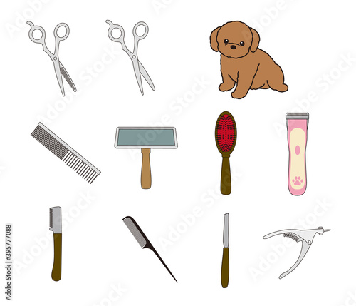 トリミング道具のイラストセット