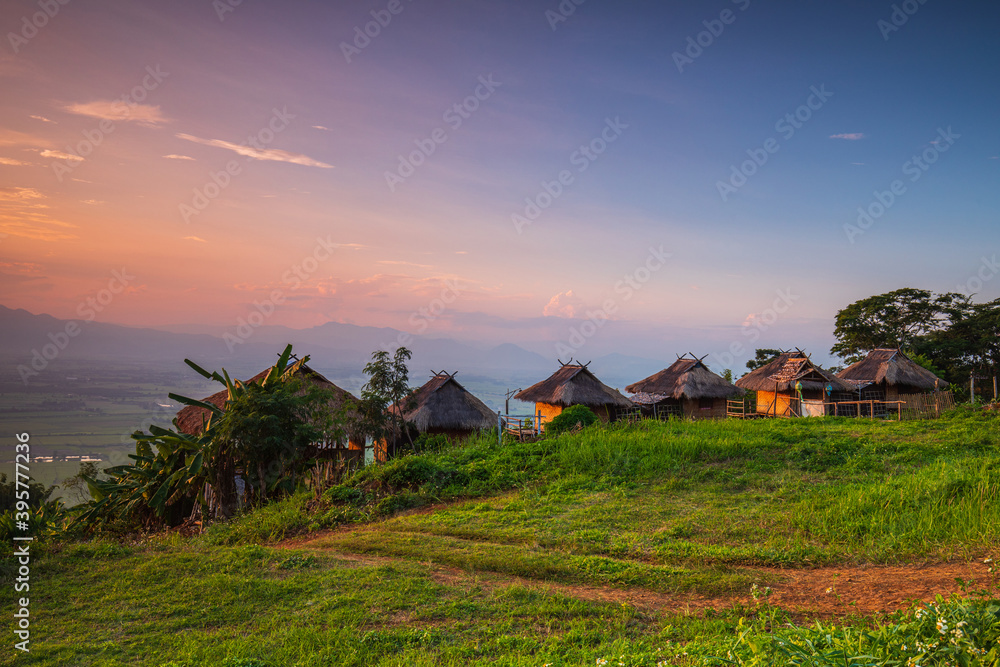 A hill tribe village on a high mountain in northern of Thailand.