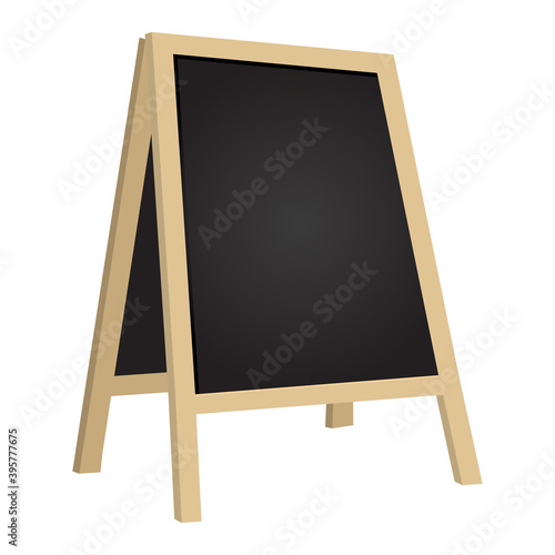 Street chalkboard isolated on white background. Empty cafes blackboard billboard illustration. Blank outside advertisement information display stand. Sidewalk announcement board.
