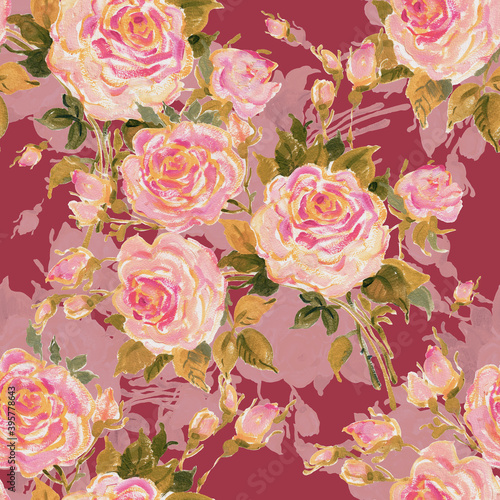 Seamless pattern bouquet of bright roses © Irina Chekmareva