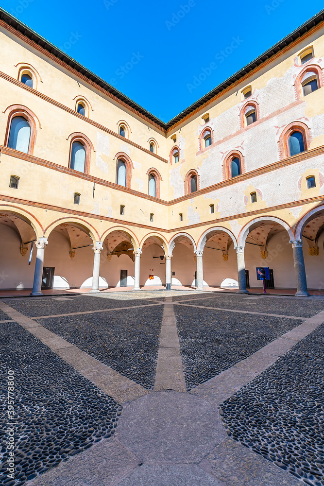 Fototapeta premium Sforzesco Castle view in Milano City of Italy