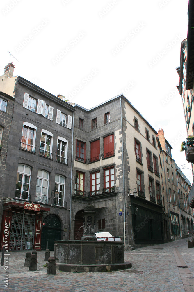 square and residential buildings in clermont-ferrand in auvergne (france)