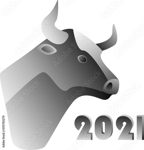 Metal bull in profil 2021 new year