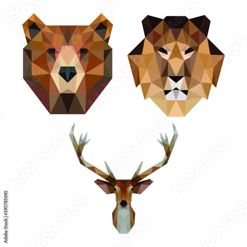 Animal Head low poly triangle geometric low poly logo icon symbol template design