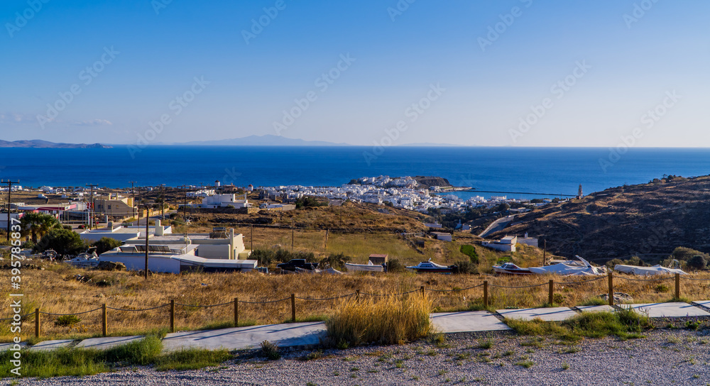 A view of Tinos Town from the hill on the island of Tinos - Cyclades, Greece