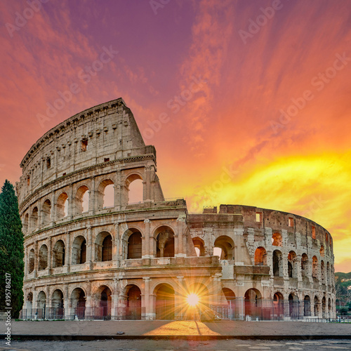 Colosseum at sunrise in Rome