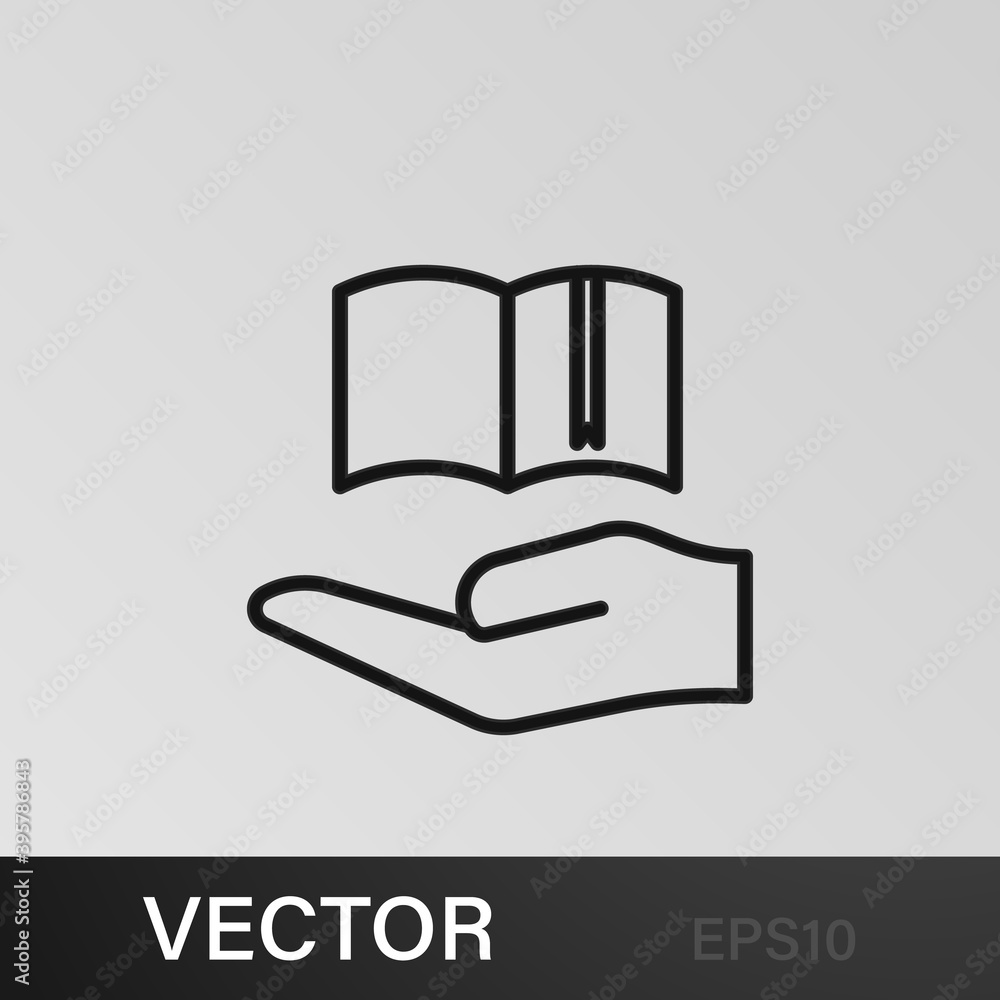 Hand holding book outline icons. Can be used for web, logo, mobile app, UI, UX Hand holding book outline icons. Can be used for web, logo, mobile app, UI, UX