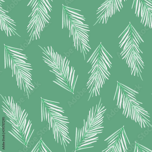 Evergreen tree branches seamless pattern for decorating booklets, brochures, stands, leaflets, web sites, sites, gadgets, souvenirs, packaging design, invitation, wrapping.