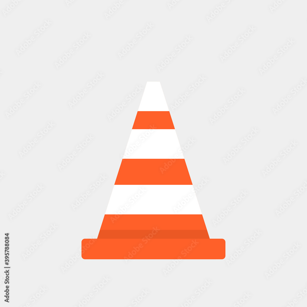 Signal traffic cone flat material design object. Signal traffic cone flat material design object.